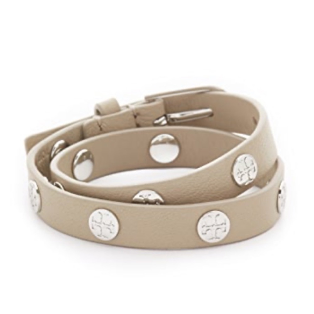 Tory Burch double wrap logo stud bracelet